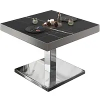GGM Möbel BM | Bistro Loungetisch | B:T:H 60 x 60 x 41 cm | Schwarz Marmor / Edelstahl
