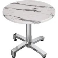 GGM Möbel WBO | Bistro Außen Tisch | Ø:H 70 x 78,5 cm | Weiß Marmor / Aluminium | Rund | Klappbar + Zusatzgewicht