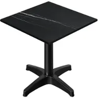 GGM Möbel CPBL | HPL Bistro Tisch | B:T:H 70 x 70 x 78 cm | Schwarz-Marmor / Aluminium Schwarz | Klappbar + Zusatzgewicht | Quadratisch