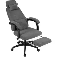 Costway Ergonomischer Bürostuhl mit ausziehbarem Fußstütze, verstellbarer Rückenlehne, Kopfstütze und Lendenstütze