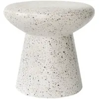 Casa Padrino Luxus Beistelltisch / Hocker Weiß Ø 50 x H. 47 cm - Runder Beton Tisch / Sitzhocker - Wohnzimmer Möbel - Luxus Möbel - Beton Möbel - Luxus Einrichtung - Wohnzimmer Einrichtung