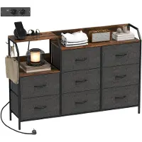 HOMCOM Kommode-130,5L x 30B x 88H cm-Rustikal-Braun+Schwarz | Gr.: onesize