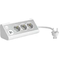 Revolt 3-fach-Steckdose mit LED-Nachtlicht, 1x USB A QC, 1x USB C PD, weiß