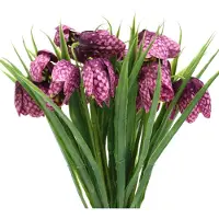 Viana Schachbrettblumen Fritillaria Kunstblumen Lila 29cm 6er Set Deko Künstlich Frühlingsstrauß, 6 Stück