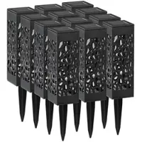 Lunartec 12er-Set Solar-LED-Laternen mit Dämmerungssensor, Akku, warmweiß, IP44