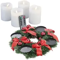 Britesta Adventskranz mit rotem Schmuck, inkl. LED-Kerzen in weiß