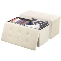 Autre 2er-Set faltbare 2in1-Sitzbänke und -truhen, 80 l, bis 300 kg, beige