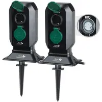 ROYAL GARDINEER 2er-Set 2-fach-Garten-Steckdose mit Zeitschaltuhr, bis 3.680 Watt, IP4