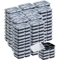 Rosenstein & Söhne 105er-Set Lebensmittel-Boxen mit je 3 Trennfächern und Deckeln, 850 ml