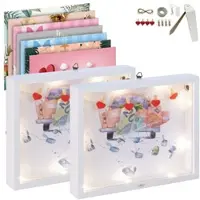 INFACTORY 2er-Set 8in1-3D-Bilderrahmen-Spardosen mit Licht, Acrylglas