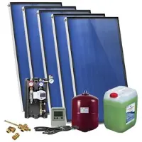 SUNEX Solarpaket für Brauchwasser mit 5x AMX 2.0 Flachkollektoren, 10,00m2, Flachdachmontage, ohne Speicher