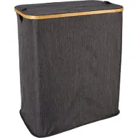 H&S Wäschekorb ¦ schwarz ¦ Polyester,Bambus ¦ Maße (cm): B: 54 H: 60 T: 33.0