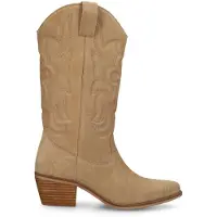 Manfield Beigefarbene Cowboystiefel aus Veloursleder | Größe 40