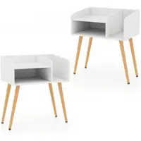 Costway Nachttisch 2er Set 50 x 32 x 58 cm Weiß