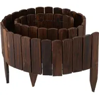 Relaxdays Beeteinfassung, 200 cm lang, flexibel, Sichthöhe: 20 cm, zum Stecken, Holz, Beetzaun, Rasenkante, dunkelbraun