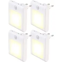 Lunartec 4er-Set Steckdosen-LED-Nachtlicht, dimmbar, Licht- & Bewegungssensor