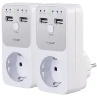 Revolt 2er-Set digitale Dual-USB- & 230-V-Steckdosen-Countdown-Timer