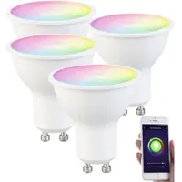 Luminea Home Control 4er-Set WLAN-LED-Spots, GU10, RGB-CCT 4,5 Watt, 326 lm, 45°, App
