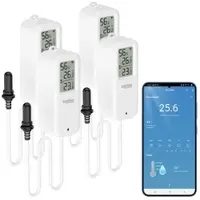 Luminea Home Control 4er-Set WLAN-Temperatur-/Luftfeuchtigkeitsmesser, innen/außen, App