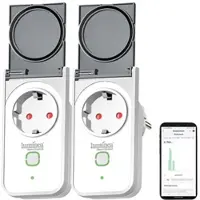 Luminea Home Control 2er Outdoor-WLAN-Steckdose, Energiekostenmesser, App, Matter