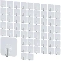 INFACTORY 60er-Set Klebehaken, transparent, wasserresistent, 10 kg Tragkraft