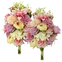 INFACTORY 2er-Set künstliche Blumensträuße mit Stiel für DIY-Blumenarrangements