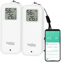 Luminea Home Control 2er-Set WLAN-Temperatur- und Luftfeuchtigkeitssensor mit Display, App