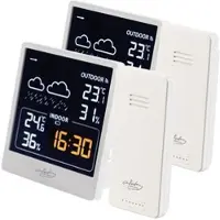INFACTORY 2er-Set Wetterstation mit Außensensor, VA-Farbdisplay, weiß
