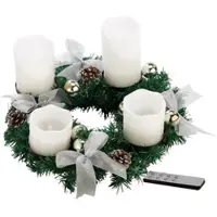 Britesta Adventskranz mit weißen LED-Kerzen, silbern geschmückt