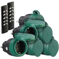 Revolt 6er-Set Outdoor-Mini-Funksteckdosen, Fernbedienung, bis 3.680 W, IP44