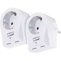 Revolt 2er-Set 2in1-Steckdosen mit 2-fach-USB-Netzteil, Überspannungsschutz