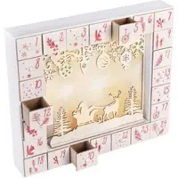 INFACTORY Adventskalender zum Befüllen, LED-Beleuchtung, wiederverwendbar, Holz