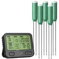 ROYAL GARDINEER 4in1-Funk-Boden-Feuchtigkeitsmesser-Set mit 5 Sensoren, innen & außen