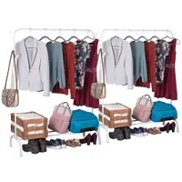 Carlo Milano 2er-Set Freist. Kleiderstange mit 8 Haken, 110 x 146 x 41 cm, weiß