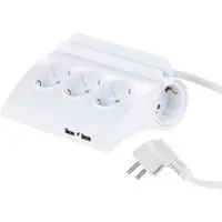 Revolt Schaltbare 5-fach-Steckdosenleiste, 2 USB-Ladeports, Smartphone-Ablage