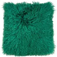 PAD Dekokissen "Glory", dunkelgrün, unifarben, B:40cm L:40cm, Lammfell, Polyester, Dekokissen_Sitzkissen_Kissenhüllen, Dekokissen, Echtfell