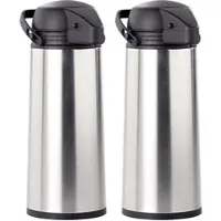Rosenstein & Söhne 2er Pack Edelstahl-Pump-Vakuum-Isolierkanne, 1,9 Liter