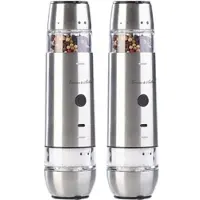 Rosenstein & Söhne 2er-Set automatische 2in1-Akku-Gewürzmühlen mit 2 Keramik-Mahlwerken