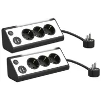 Revolt 2er-Set 3-fach-Eck-Steckdosenleiste mit 2 USB-Lade-Ports & Nachtlicht