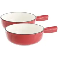 Rosenstein & Söhne 2er-Set Käsefondue-Töpfe aus Gusseisen, 24 cm