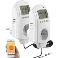 Revolt 2er-Set WLAN-Steckdosen-Thermostate für Heizgeräte, App, Sprachbefehl