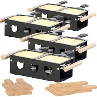 Rosenstein & Söhne 4er-Set Teelicht-Raclette für 2 Personen, mit Schabern und Teelichtern