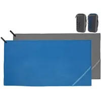 Pearl 2er Mikrofaser-Handtuch,schnell trocknend,140 x 70 cm,anthrazit + blue