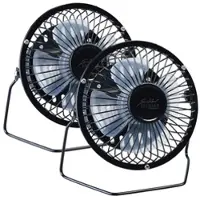 Sichler Haushaltsgeräte 2er-Set Mini-Akku-Tischventilatoren, Vollmetall, 360° neigbar, Ø 10 cm