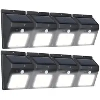 Lunartec 8er-Set Solar-LED-Wandleuchten mit Bewegungsmelder, 100 Lumen, IP44