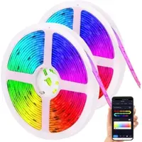 Luminea Home Control 2er-Set WLAN-RGBIC-LED-Lichtstreifen, App, Sprach- & Soundsteuerung,5m
