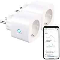 Luminea Home Control 2er-Set 2in1-WLAN-Steckdose, bidirektionale Strom-Messung, 16 A, App