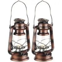 Lunartec 2er-Set LED-Sturmleuchte im Öllampen-Design, Flammen-Imitation, bronze