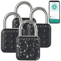 Xcase 4er-Set Metall-Vorhängeschlösser, Zahlencode, App, Bluetooth 5, IP67 -