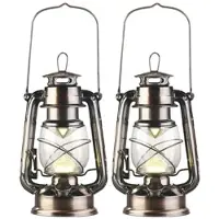 Lunartec 2er-Set helle LED-Sturmlampen mit Akku, 200 lm, 3W, warmweiß, bronze